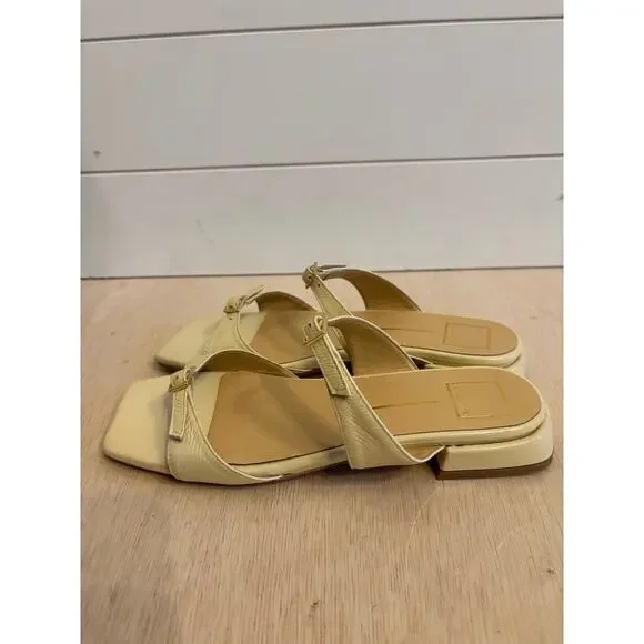 Dolce Vita Women’s Lavern All Leather Sandals Light Yellow Crinkle Patent 10 - Picture 2 of 8